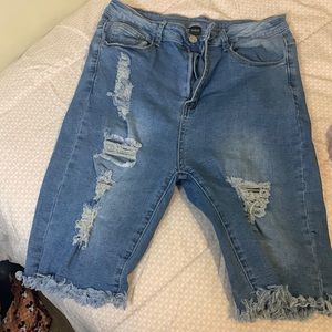 Jean distressed shorts